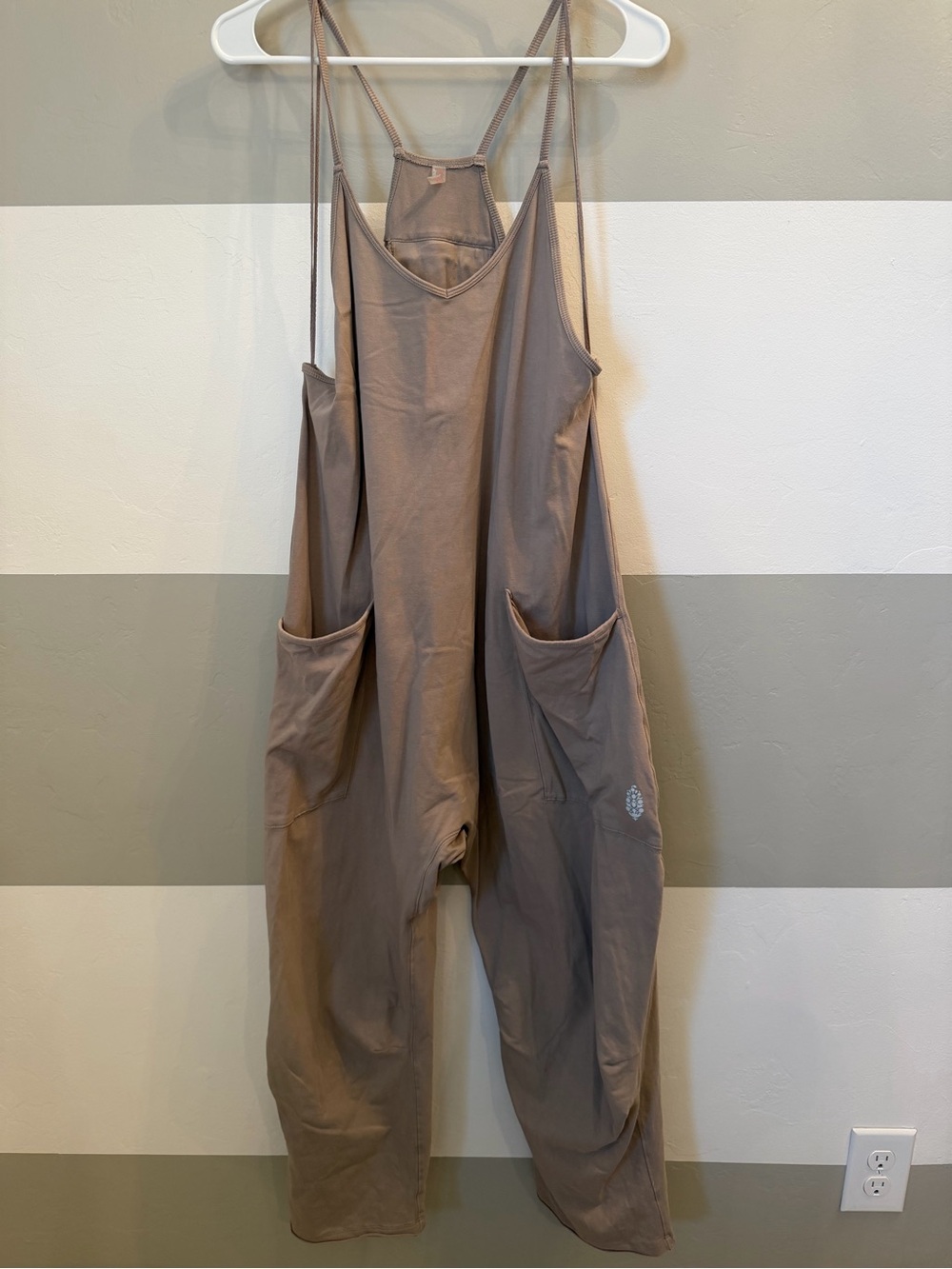 Free people Movement Hot Shot Onesie Relaxed Pocket Jumpsuit - Taupe small